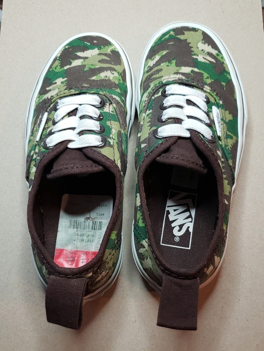 Vans Kids Camo Canvas Sneakers - Green/Brown/White